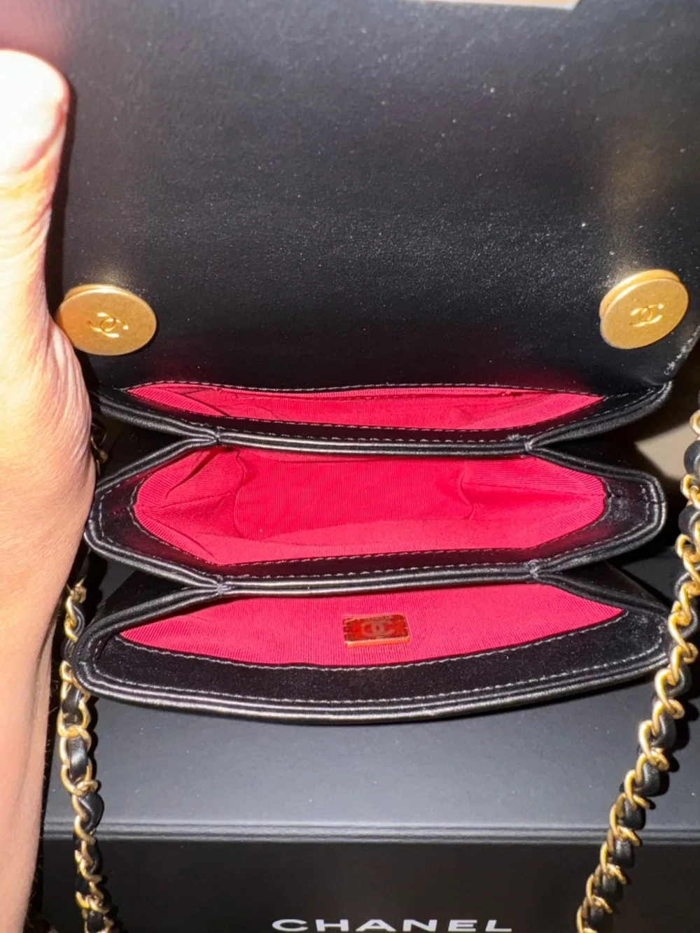 Chanel Black Quilted Mini Shoulder Bag with Gold Chain